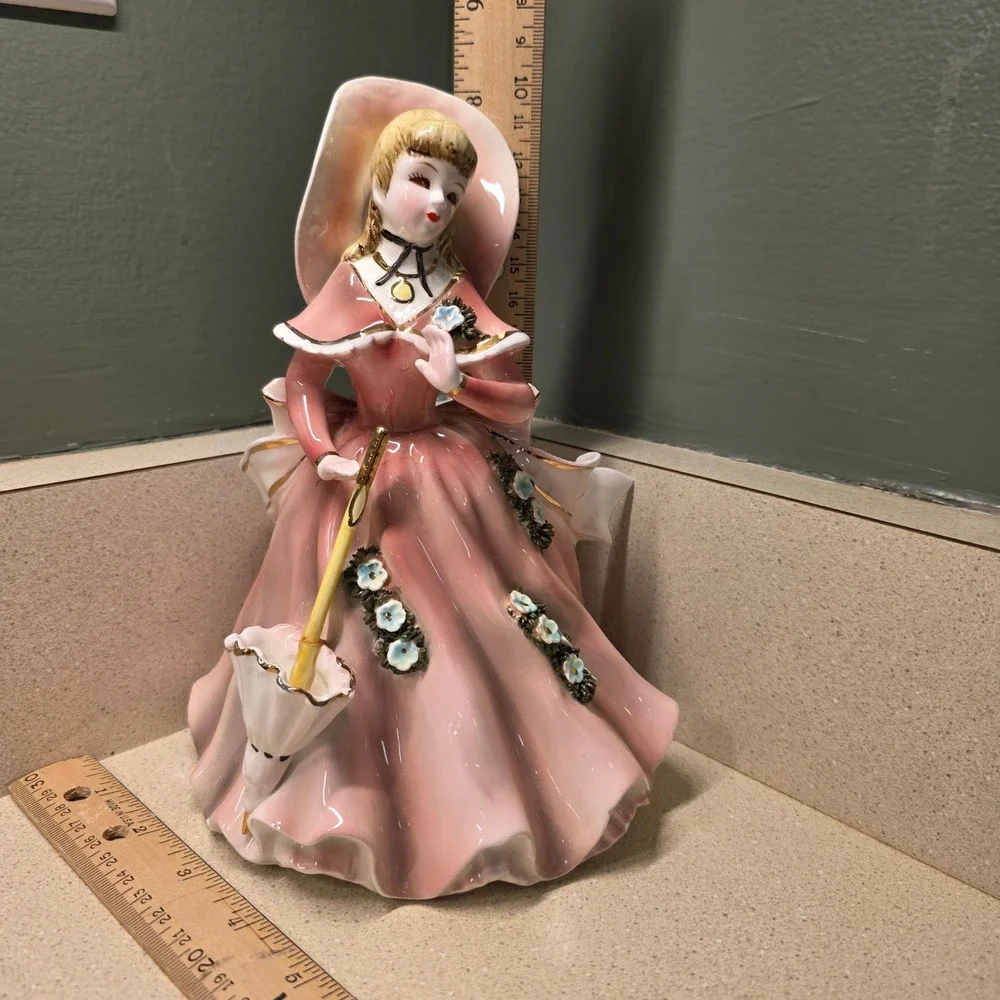 Ceramic Victorian Lady Figurine Planter 8.5